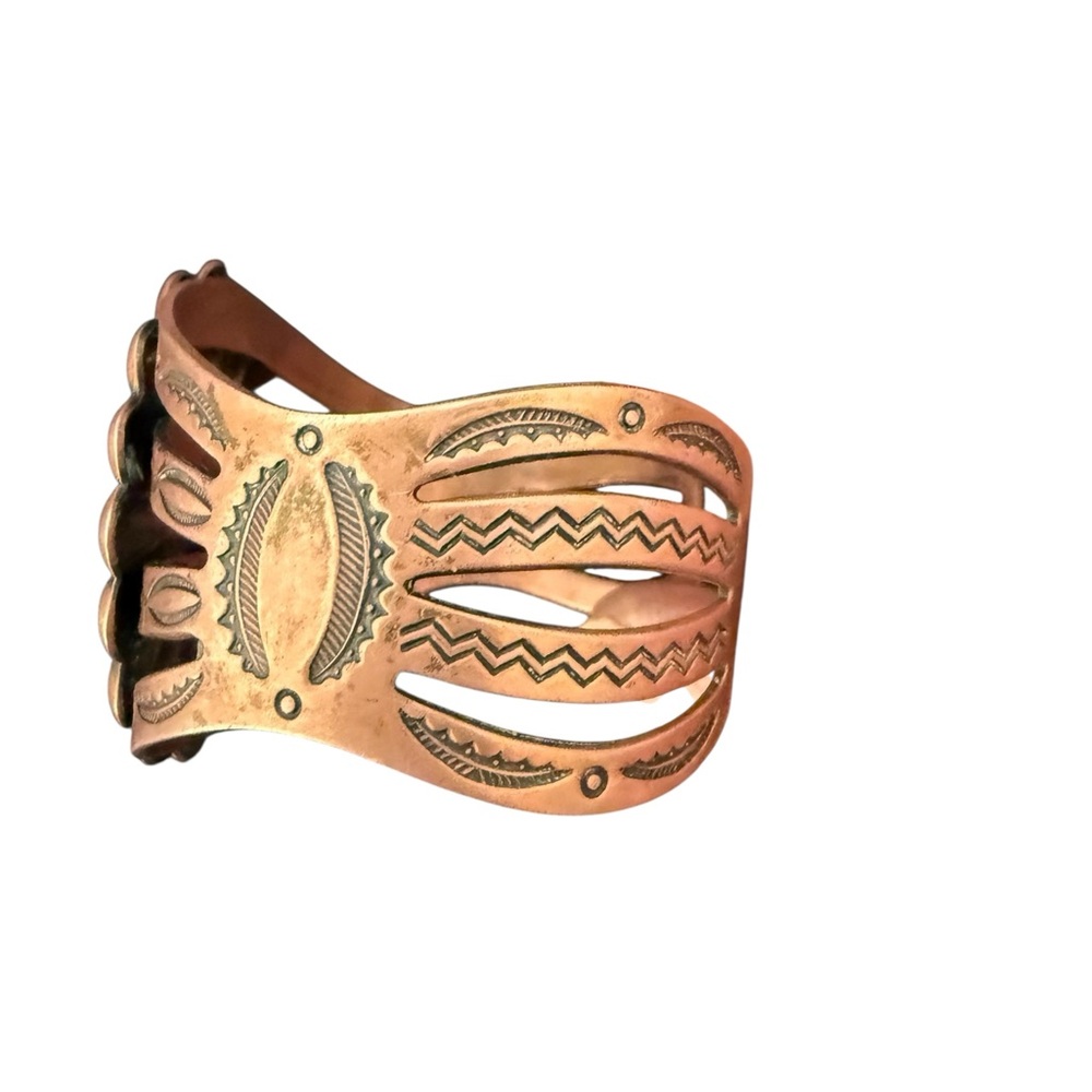 Vintage Fred Harvey Turquoise & Copper Cuff Bracelet - Picture 5 of 5